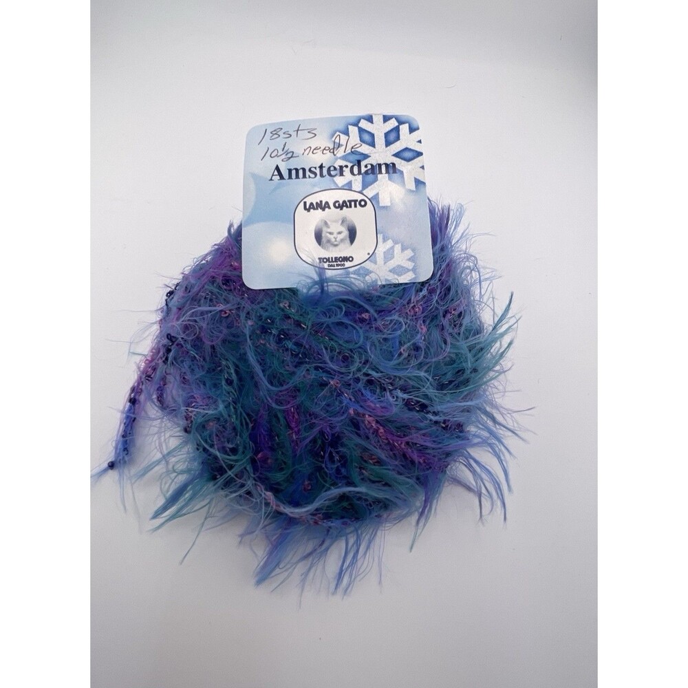 Lana Gatto AMSTERDAM eyelash yarn 50gr 73% nylon 27% acrylic Blue New 50g
